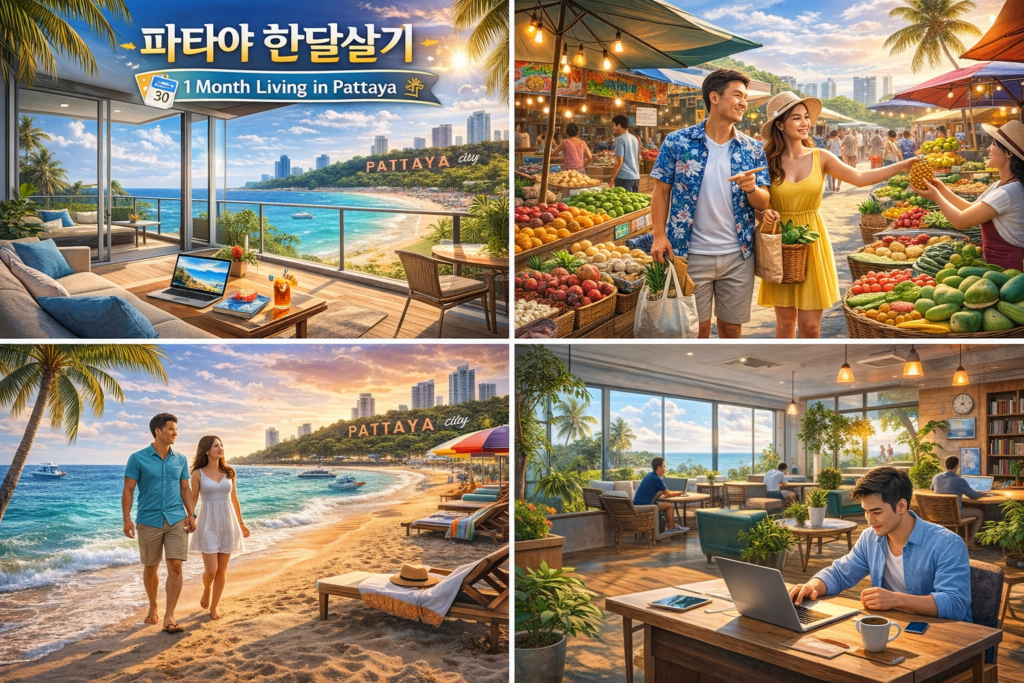 파타야 한달살기 바다 전망 생활하는 모습