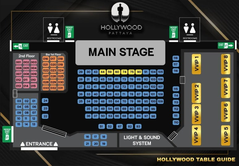 파타야 헐리우드클럽 테이블 구조